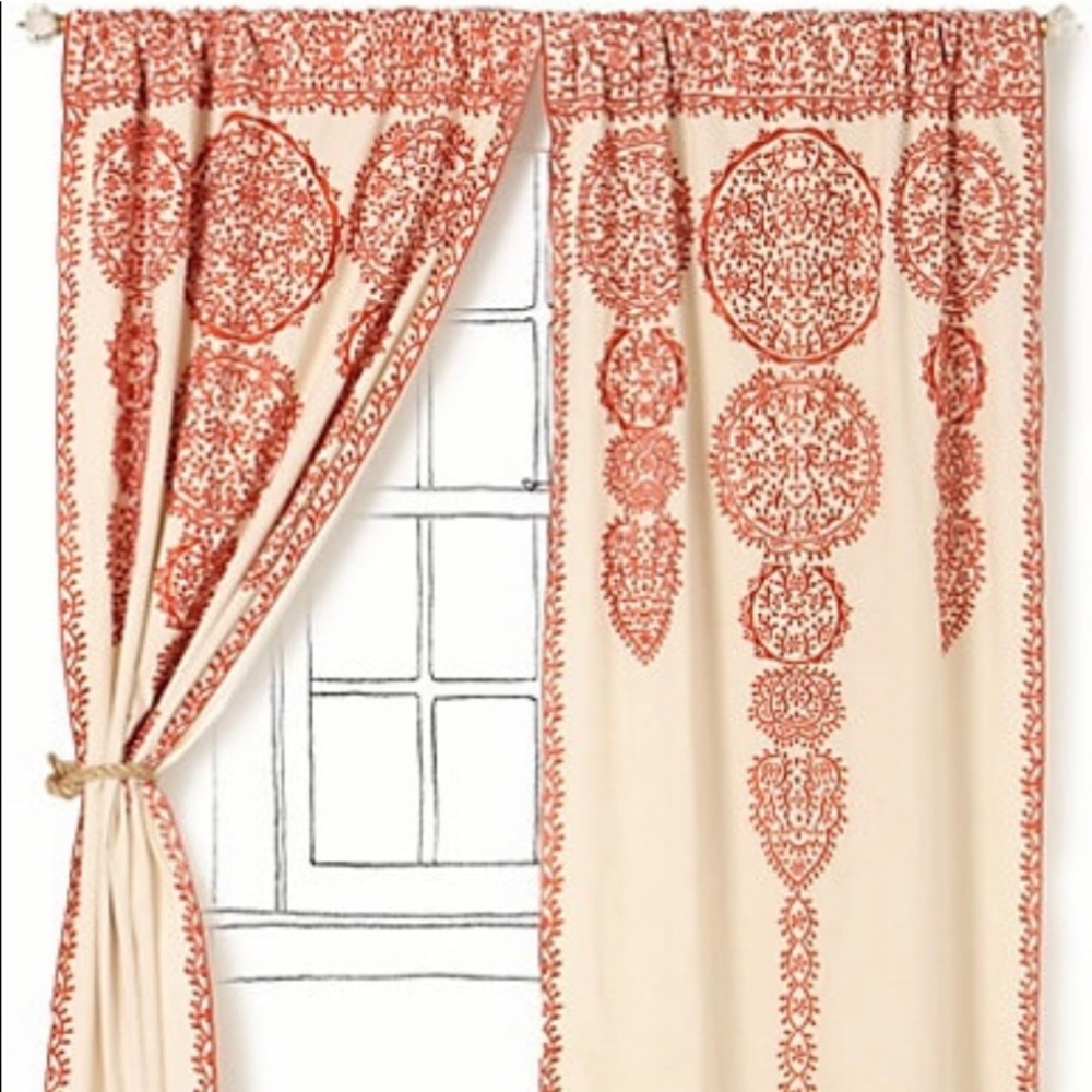 Anthropologie Marrakech curtain panel in rust colored design
